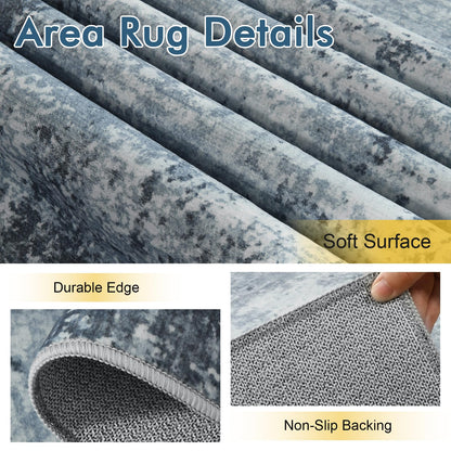 6x9 Ft Large Area Rugs for Living Room, Soft Non-Slip Washable Rugs Modern Abstract Pattern Carpet for Bedroom Indoor Floor Nursery Home Decor (Blue)