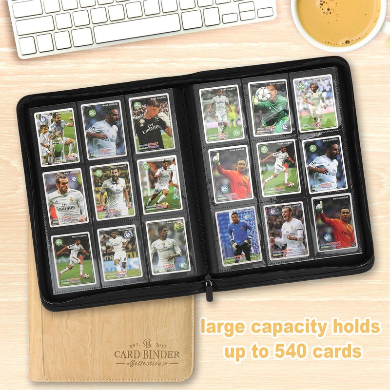Foalgo 9 Pocket Card Binder, Premium Zip Trading Card Binder, 540 Double Sided Pocket PU Collection Binder, Collector Album, Card Folder for MTG, TCG, Sports Cards