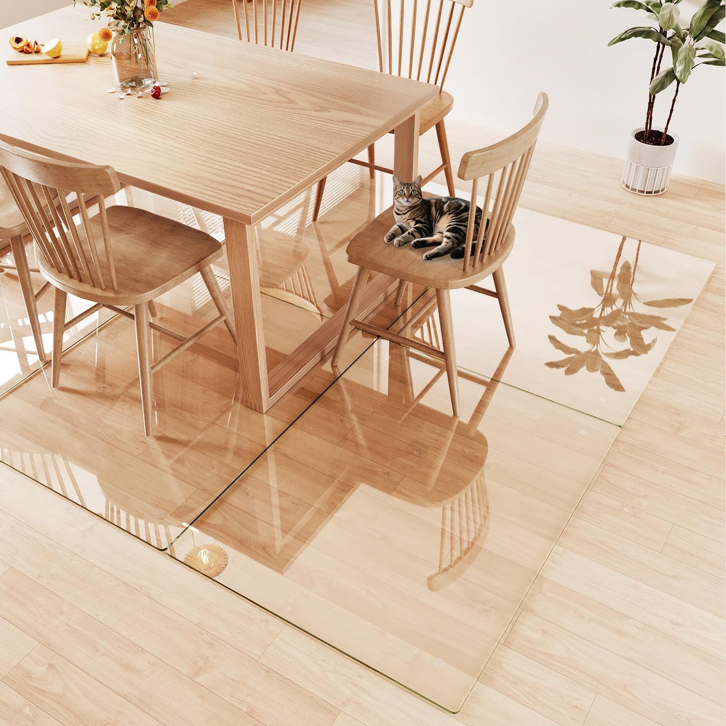 InfiniGlass Tempered Glass Chair Mat 46"x36" – Ultra-Clear Office Chair Mat for Hardwood Floors & Low-Pile Carpets – Heavy-Duty 0.2" Scratch-Resistant Surface with Non-Slip Pads – Supports 1,000 lbs