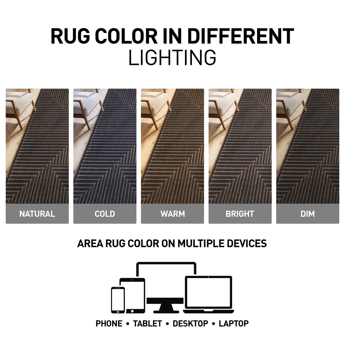 Rugshop Geometric Lines Indoor Outdoor Flat Woven Area Rug,Natural Jute-Style,Easy-Care Patio Rug for Backyard Porch Deck Balcony, 5' x 7' Dark Gray/Natural