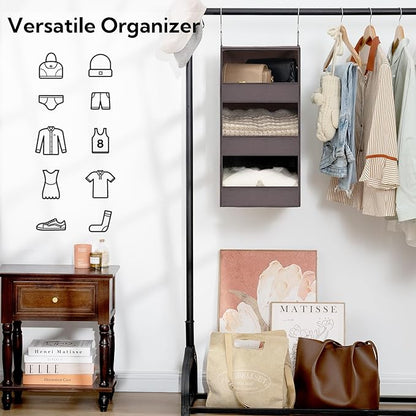 GRANNY SAYS 3 Shelf Hanging Closet Organizers and Storage, Collapsible Closet