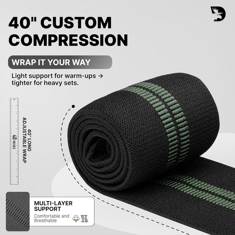 DMoose Fitness Elbow Wraps - Adjustable 40'' Compression Sleeves for Weightlifting, Joint Support & Tendonitis Relief | Pair