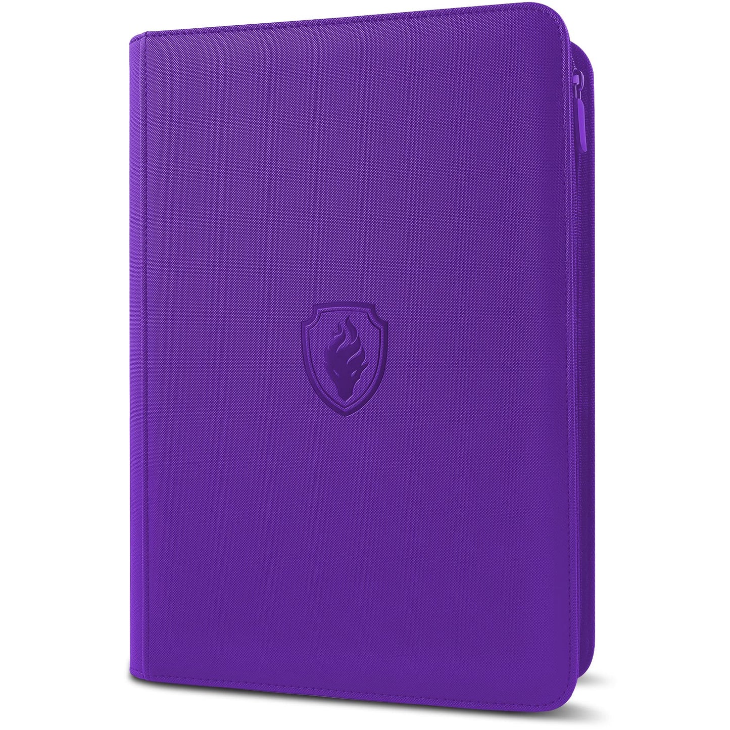 Premium Zip Card Binder, Fabmaker 9 Pocket Trading Card Binder, PU Cover Zipper Card Collection Album, Sturdy 360 Side-Loading Card Folder Holder for Game & Sports Cards, Purple