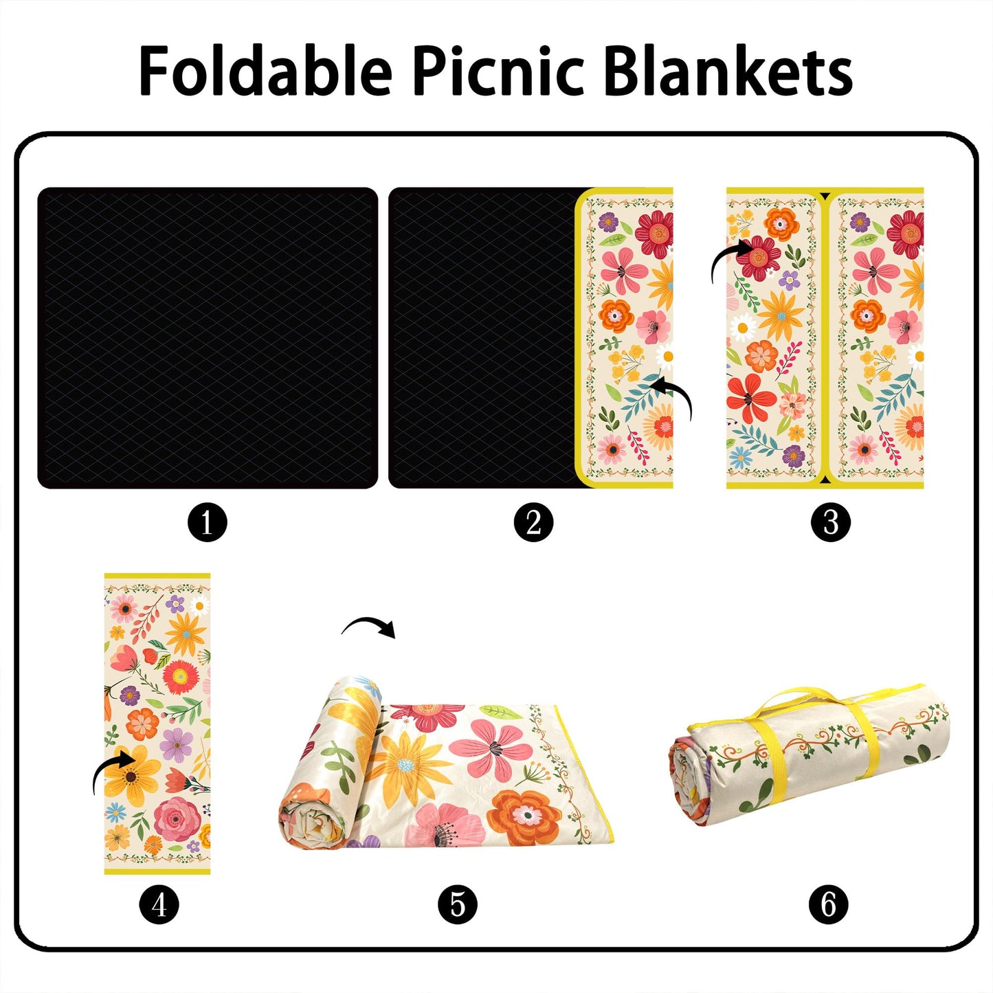 Supfitness Extra Large Picnic Blankets Waterproof Foldable (60 "x 80") Beach Blanket Waterproof Sandproof,3-Layer Thicking Mat Outdoor Packable Camping Blanket