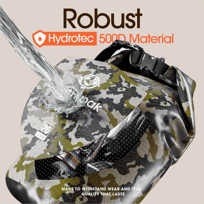 Earth Pak Waterproof Dry Bag - Roll Top Waterproof Backpack Sack Keeps Gear Dry for Kayaking, Beach, Rafting, Boating, Hiking, Camping and Fishing with Waterproof Phone Case (Camo, 10L)