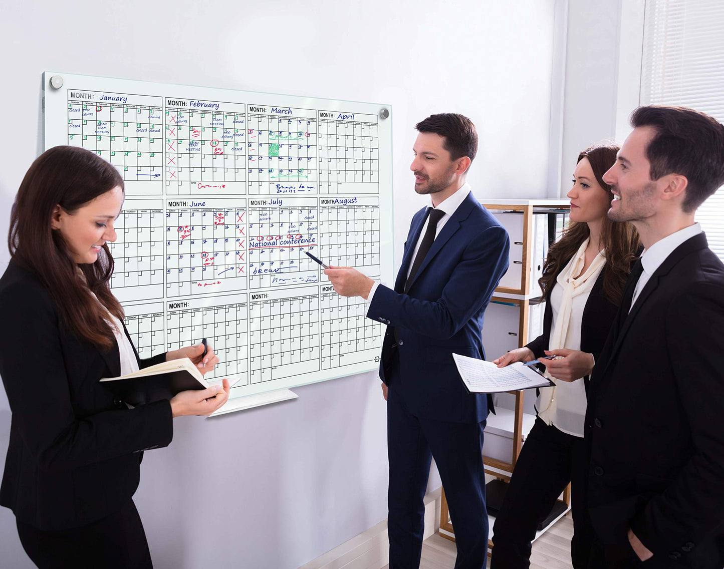 34"x46" Glass Whiteboard Calendar yearly Planner White Board 12 Month Dry Erase for Wall Glass Calendar Whiteboard Large Wall Calendar 2026