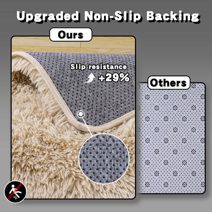 AAFKK 8x10 Area Rugs for Living Room, Fluffy Shaggy Rug Soft Carpets, Big Rugs for Bedroom Nursery Kids Room Dorm Home Decor Aesthetic, Light Tan
