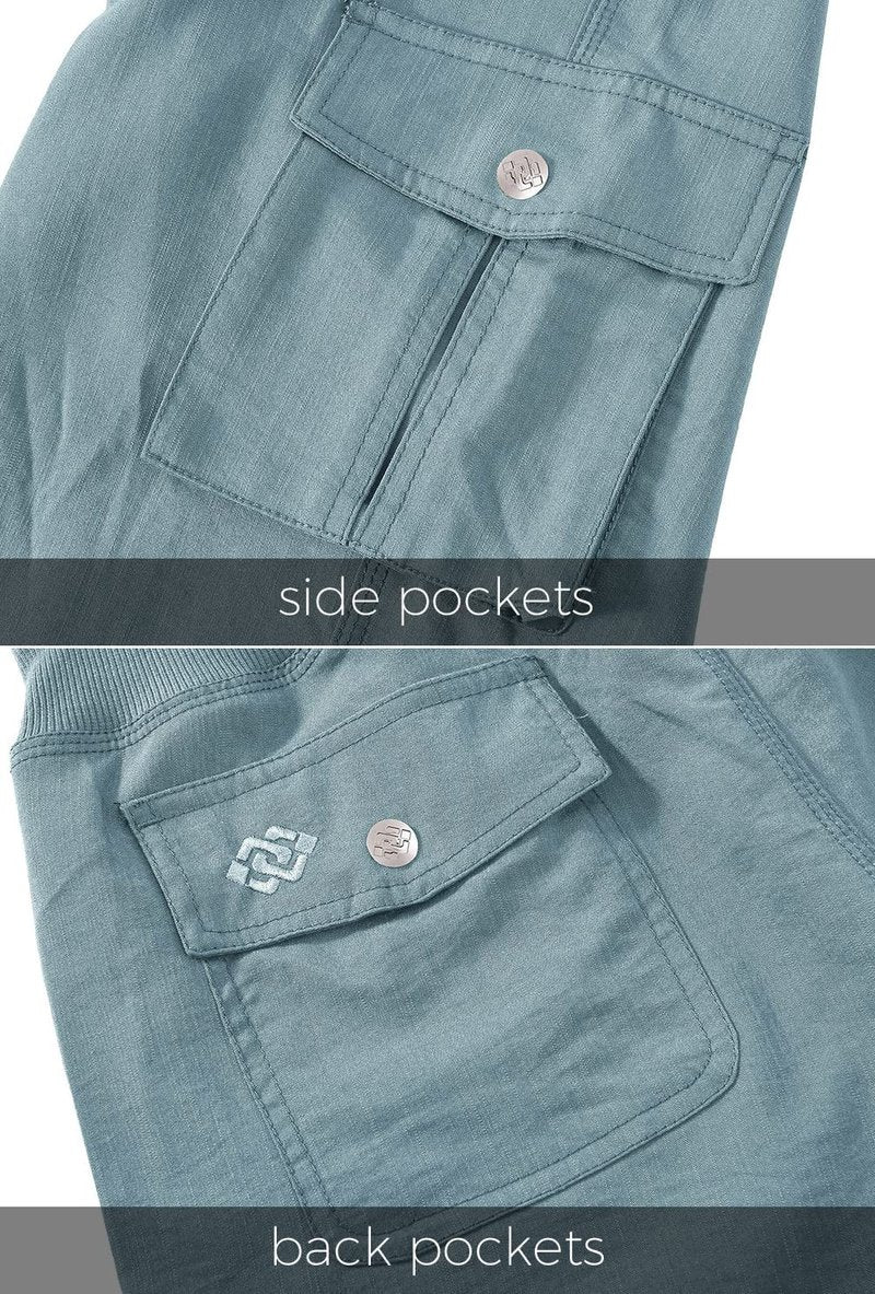 MoFiz Womens Capris with Pockets Loose Fit Casual Capri Pants Dressy Lightweight Ladies Baggy Cargo Pants for Hiking Grey Blue 3XL