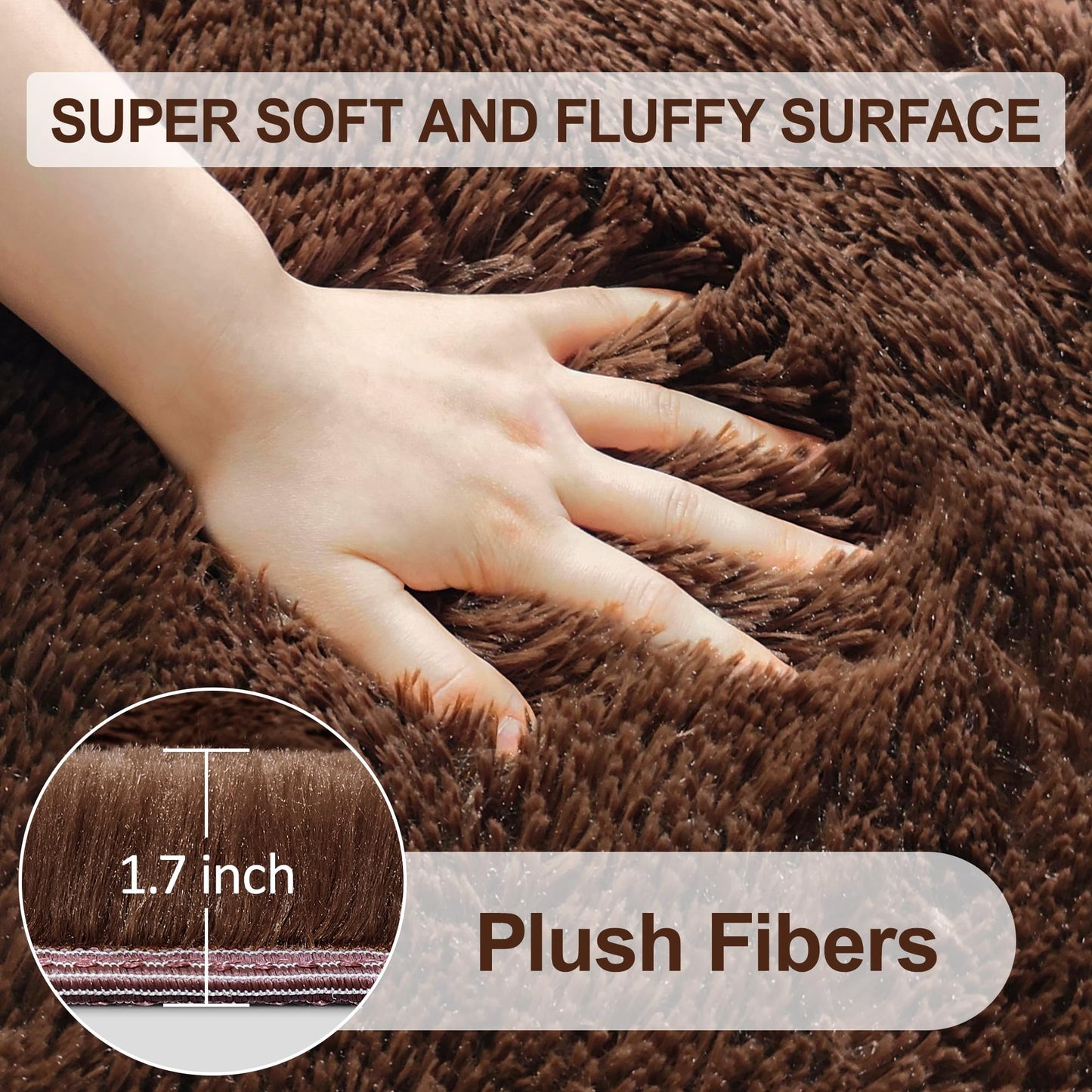 ZJYeRug Brown Rug,2x6 Runner Rug for Bedroom Living Room,Soft Fluffy Soft Plush Washable Plush Small Rugs,Shag Non Slip Fuzzy Carpet,Area Rug for Hallway Dorm Nursery Teen Boys Home Decor Aesthetic