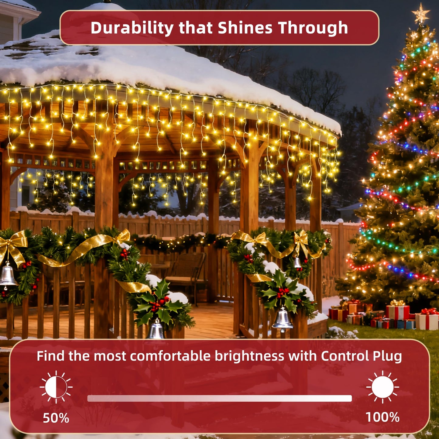 810 LED Christmas Lights Outdoor 82FT with 180 Drops, Christmas Decorations Hanging Lights 12 Modes, Dimmable Outsite Fairy String Lights for Wedding Party Holiday Winter Wonderland Decor Warm White