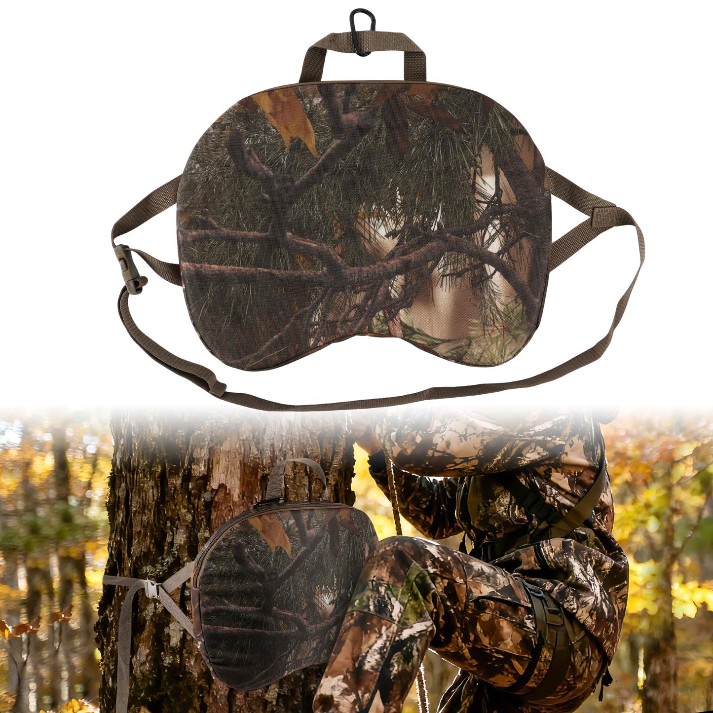 KiKooMall Saddle Hunting Knee Pads,Portable Hunting Seat Cushion,Tree Saddle Hunting seat Pad Accessories Kit,Lightweight Outdoor Cushion for Hunting,Camping,Stadium,Fishing