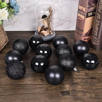 30ct Christmas Ball Ornaments, 3.15" Shatterproof Halloween Tree Decorations, Perfect Hanging Ball for Indoor/Outdoor Holiday Party Decor (Black)