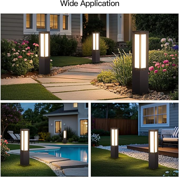 Solar Pathway Light, 31.5" Landscape Path Lights Outdoor Waterproof, Aluminum Driveway Lamp Solar Powered, Dusk to Dawn Walkway Lantern 3000K LED Bollard Lighting for Patio Lawn Garden Sidewalk