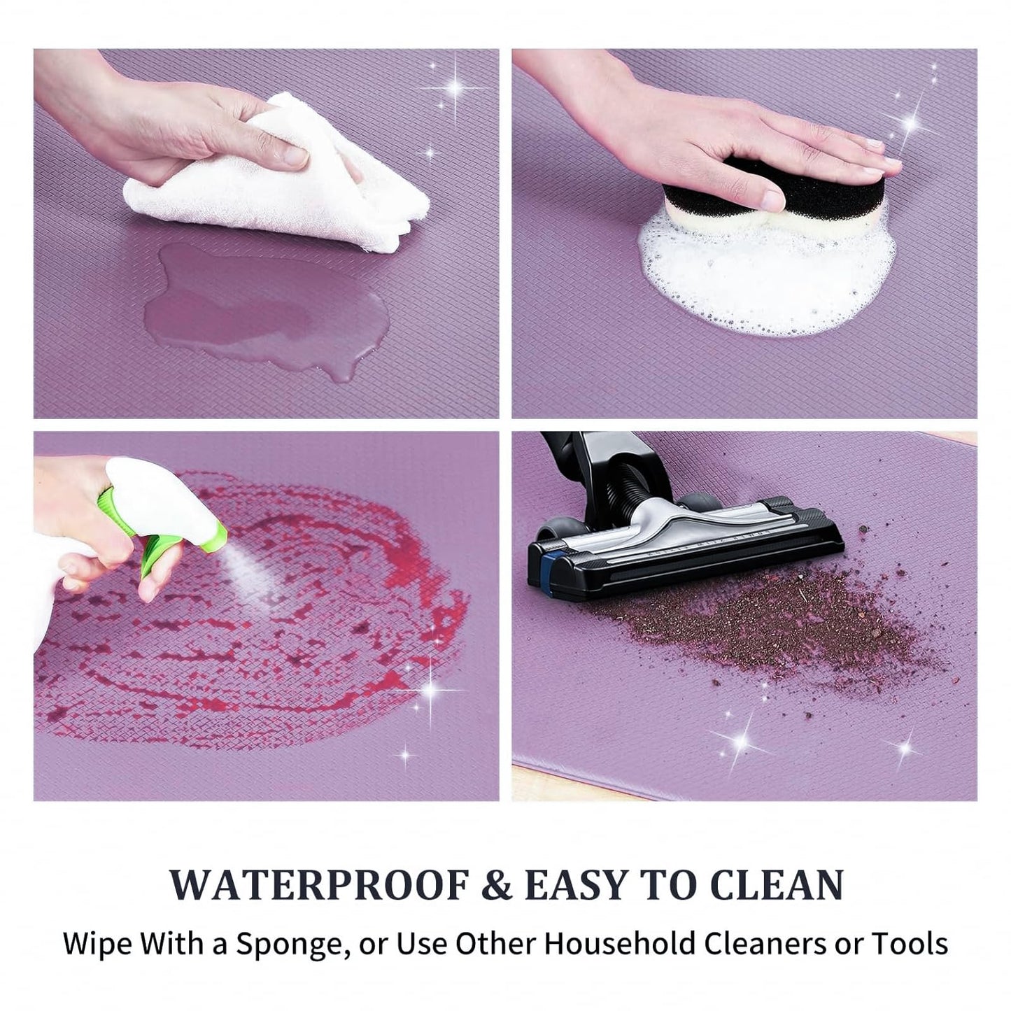 AUTODECO Kitchen Mats and Rugs Set of 2 - Cushioned Anti-Fatigue Kitchen Rug for Floor Washable 17"x29" +17"x59", Lightpurple