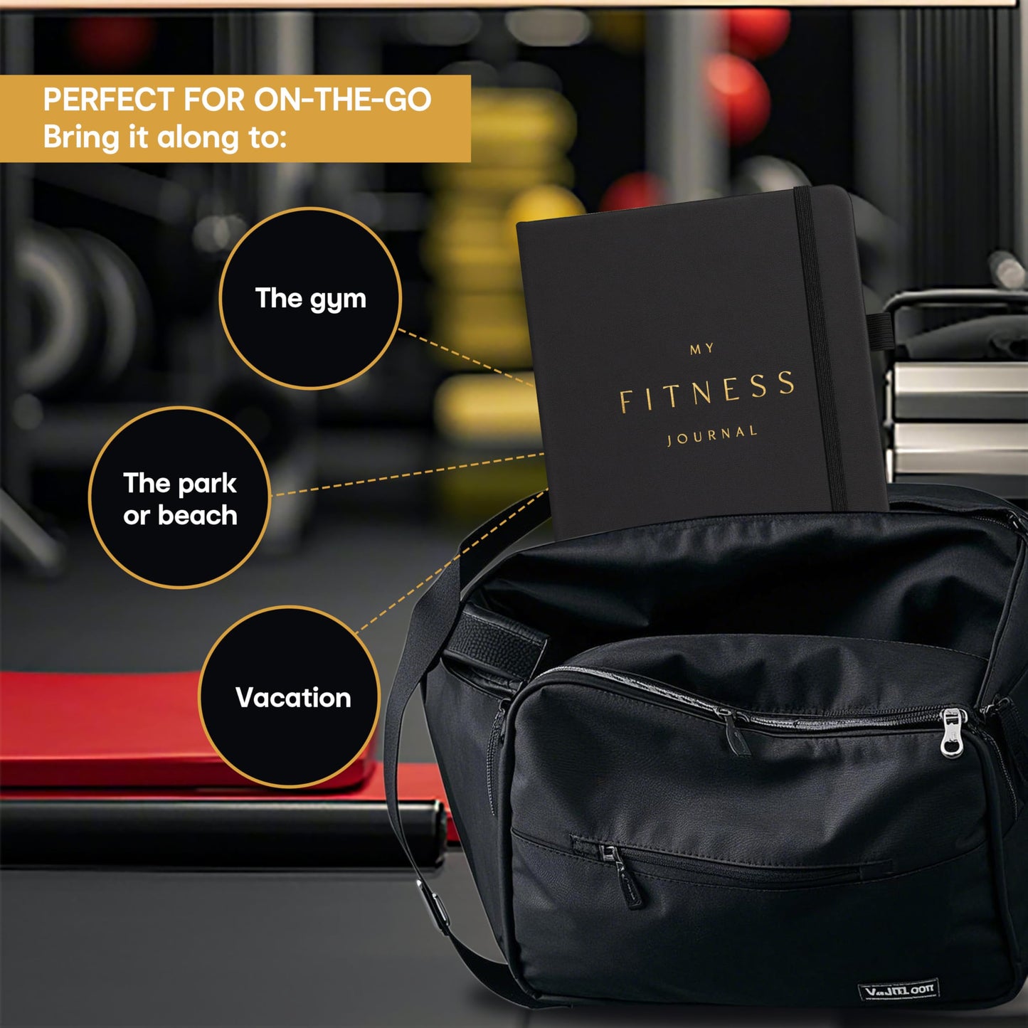 &And Per Se Workout and Food Journal – Fitness Journal with Daily Diet Tracker & Gym Exercise Log Book for Men & Women – Undated, A5 Size, Leather Hardcover (Black)