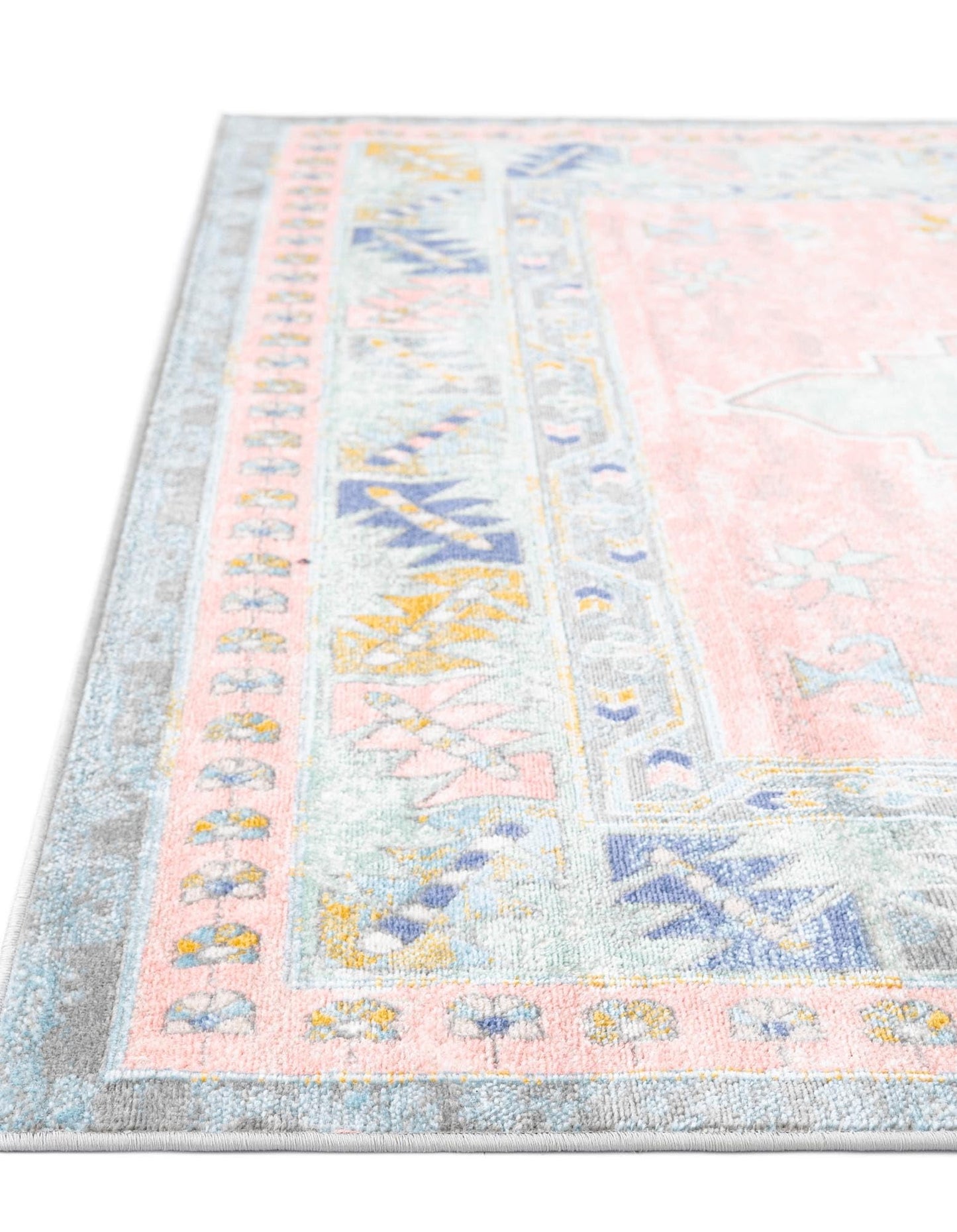 Rugs.com - Whitney Collection Rug – 8 Ft Octagon Pink Easy-Clean Flatweave Rug Vintage Medallion Design for Living Rooms, Dining Rooms, and Entryways