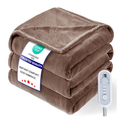 Heated Blanket Twin, Electric Blanket Soft Sherpa Flannel, 10 Hours Auto Shut-off & 8 Fast Heating Levels, Machine Washable ETL Certified, Heating Blanket for Bed & Sofa (62x84 inches, Gray)