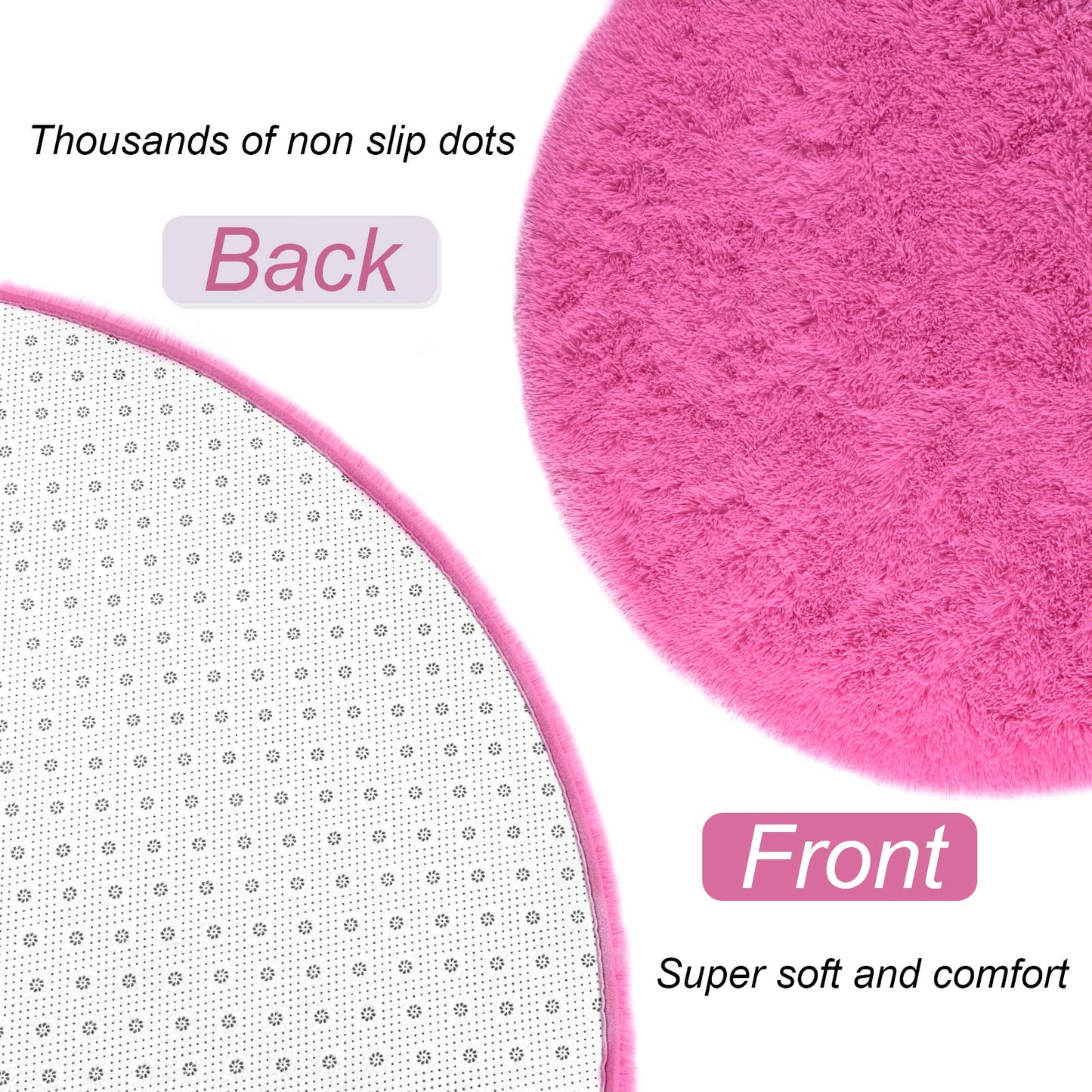 LOCHAS Bedroom Rug 2.6' x 5.3', Hot Pink Fluffy Shaggy Area Rug for Bedroom Bedside, Soft Oval Throw Rugs Carpet for Kids Girls Nursery Living Room Home Decor