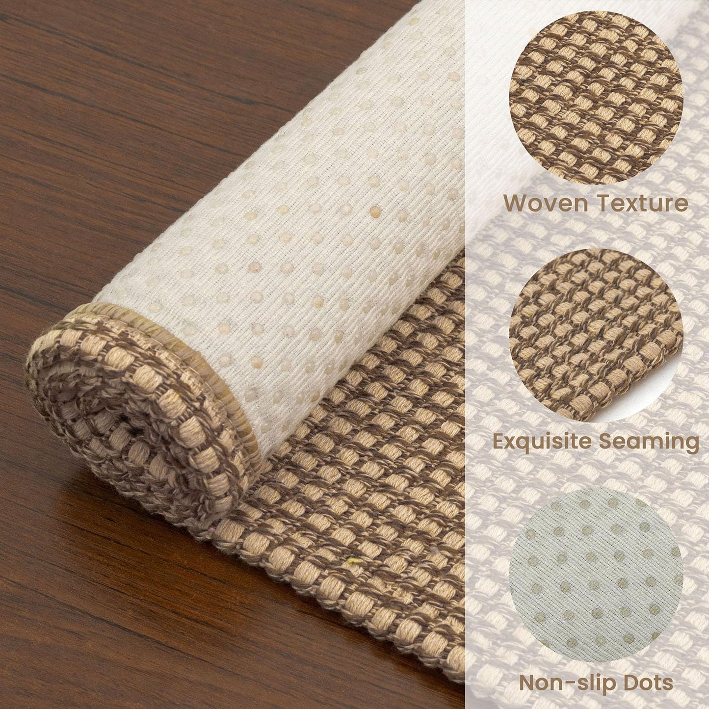 EARTHALL Woven Runner Rug 2x8 Ft Washable Runners for Hallways Cotton Non Slip Rubber Backed Kitchen Runner Braided Indoor Floor Carpet for Entryway, Hallway, Kitchen, Bedroom, Orange/Tan/Brown