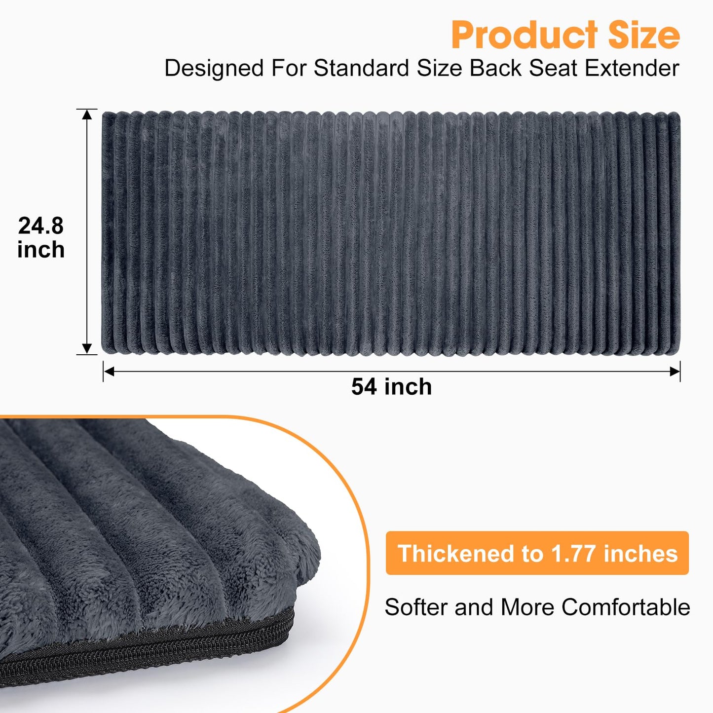 FURTIME Backseat Pet Bed Mat, Non-Slip Dog Bed for Car Back Seat, Washable Travel Pet Mat with Removable Cover, Dog Seat Covers Protector Fit for Backseat Extenders and Trucks SUVs, 54"x 24.8", Grey