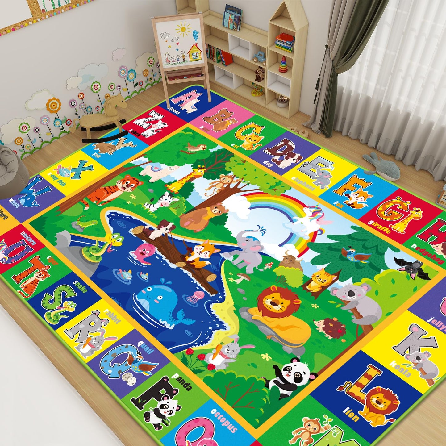 Soft Non-Toxic Baby Play Mat with ABC Alphabet - Foldable Crawling Mat for Infants & Toddlers, Extra Thick Floor Mat for Nursery, Playroom, Daycare | Non-Slip, Machine Washable (78.7X59 INCH)