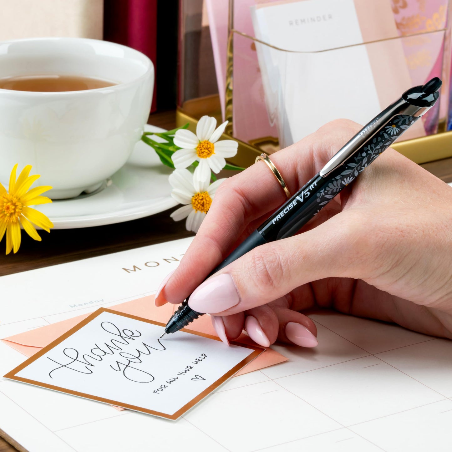 Pilot, Precise Premium Rolling Ball Pens, Floral Collection, Extra Fine Point 0.5 mm, 7 Pack, Ultra-Smooth Writing, Assorted Designs