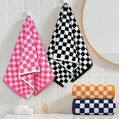 Jacquotha Hand Towels 4 Pack, Cotton Decorative Bathroom Hand Towel & Checkered