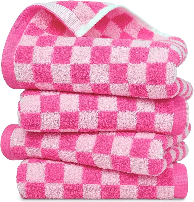 Jacquotha Pink Hand Towels 4 Pack, Cotton Decorative Bathroom Hand Towel &