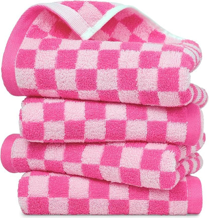 Jacquotha Pink Hand Towels 4 Pack, Cotton Decorative Bathroom Hand Towel &