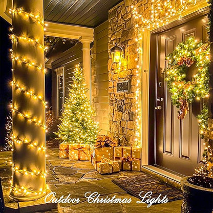 JMEXSUSS 200 LED Christmas Lights Indoor Outdoor, Connectable Warm White Christmas Tree Lights Clear Wire, 66 Ft Twinkle Fairy String Light Plug in for Bedroom Wedding Xmas Tree Decorations