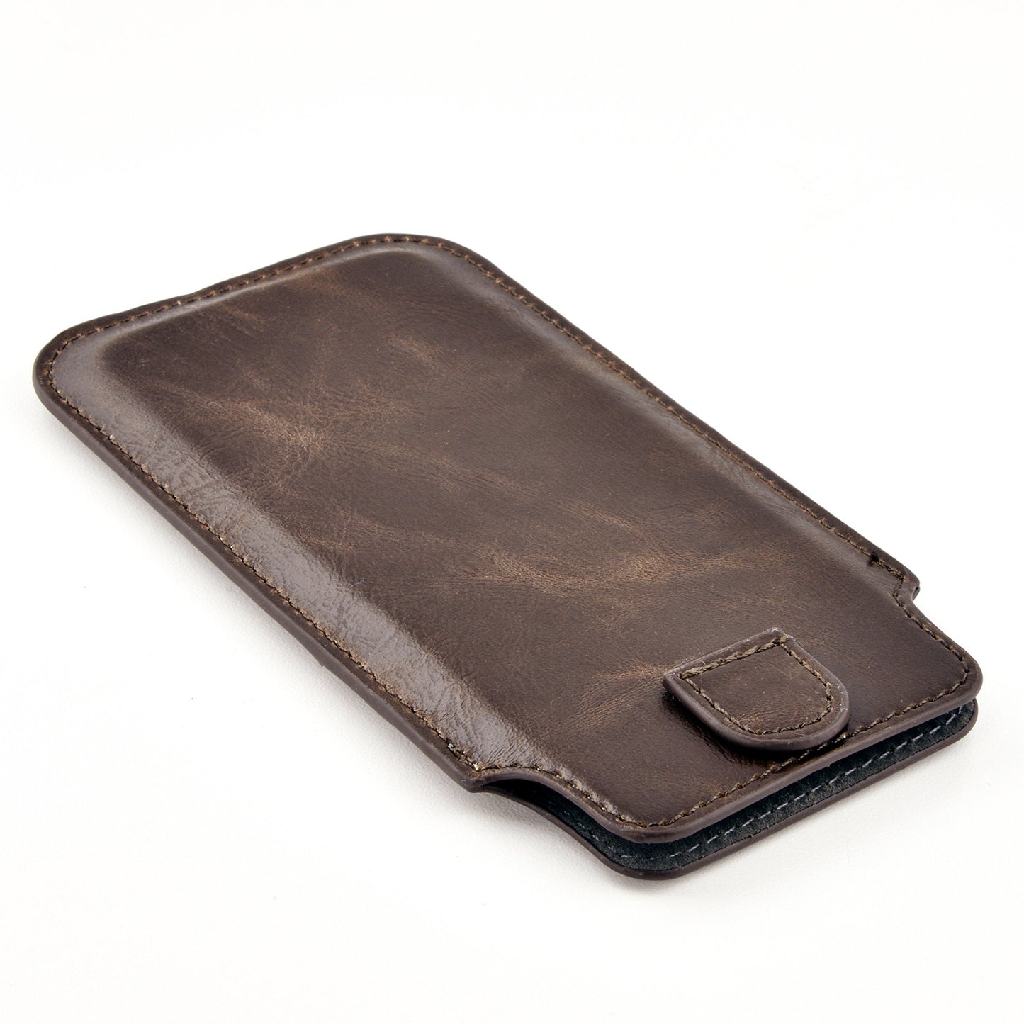 Dockem Provincial Wallet Sleeve for iPhone 11-15 Pro Max, 14-16 Plus, XS Max, 6-8 Plus (6.5/6.7 inch) – Vintage Vegan Leather Pouch Cover with 2 Card Holder Slots [Brown]