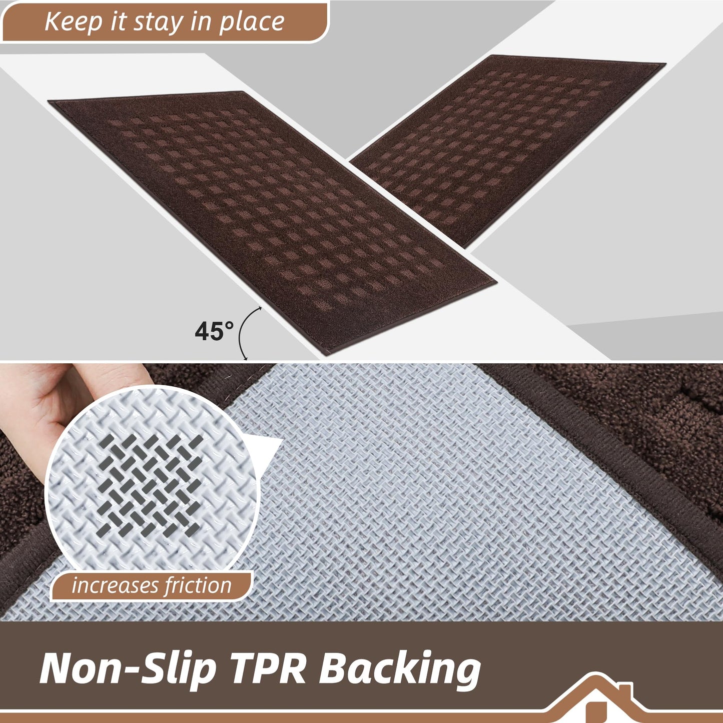 BEQHAUSE Dirt Trapper Door Mats 24"x36", Non-Slip Waffle Doormat Indoor Entrance Low-Profile, Dirt Resist and Absorbent Entryway Rugs Washable Inside Welcome Floor Mat for Front Back Door, Dark Brown