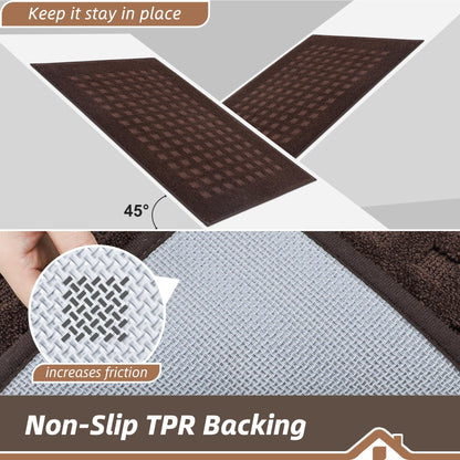 BEQHAUSE Dirt Trapper Door Mats 24"x36", Non-Slip Waffle Doormat Indoor Entrance Low-Profile, Dirt Resist and Absorbent Entryway Rugs Washable Inside Welcome Floor Mat for Front Back Door, Dark Brown
