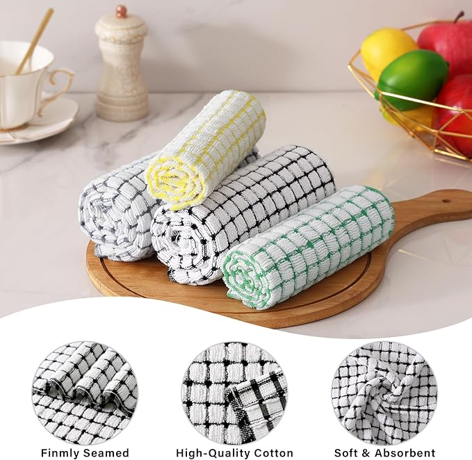 Homaxy Kitchen Towels and Dishcloths Set, 16 x 25 and 12 x 12 Inches, Super