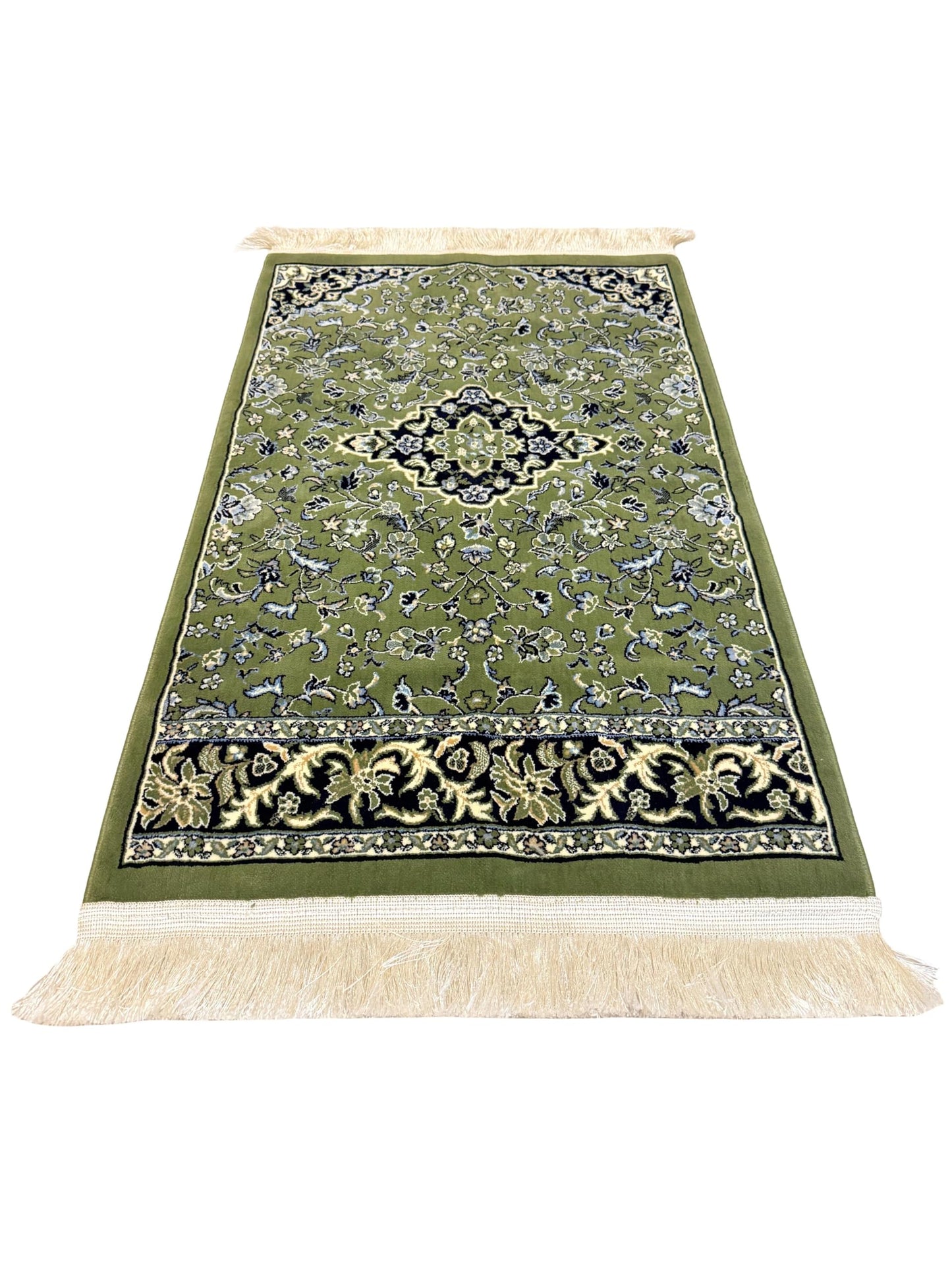 Premium Islamic Muslim Prayer Rug – Made in Madinah – 0.3 in Thick Soft Islamic Sajadah – Portable Prayer Mat for Men & Women – Eid, Ramadan, Hajj & Umrah Gift (Green)