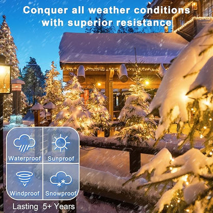200 LED 66ft Christmas String Lights Indoor Outdoor, 8 Modes Christmas Fairy Lights with Timer & Momory, IP44 Waterproof Christmas Tree Lights for Xmas Patio Yard Fence Balcony Garden (Warm White)