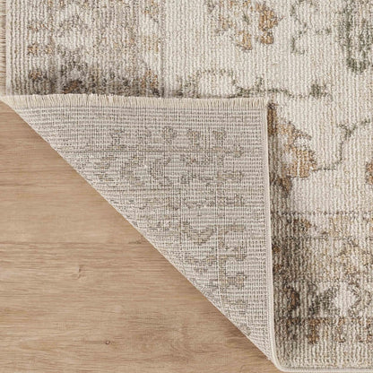 Abani Evelyn Collection Beige Area Rug - 4' x 6' - Floral Pattern, Non-Shedding - Easy to Clean, Durable for Living Rooms, Bedrooms & Offices, Pet & Kid Friendly