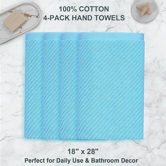 VOOVA & MOVAS Hand Towels for Bathroom Set of 4，Large 18"x 28"