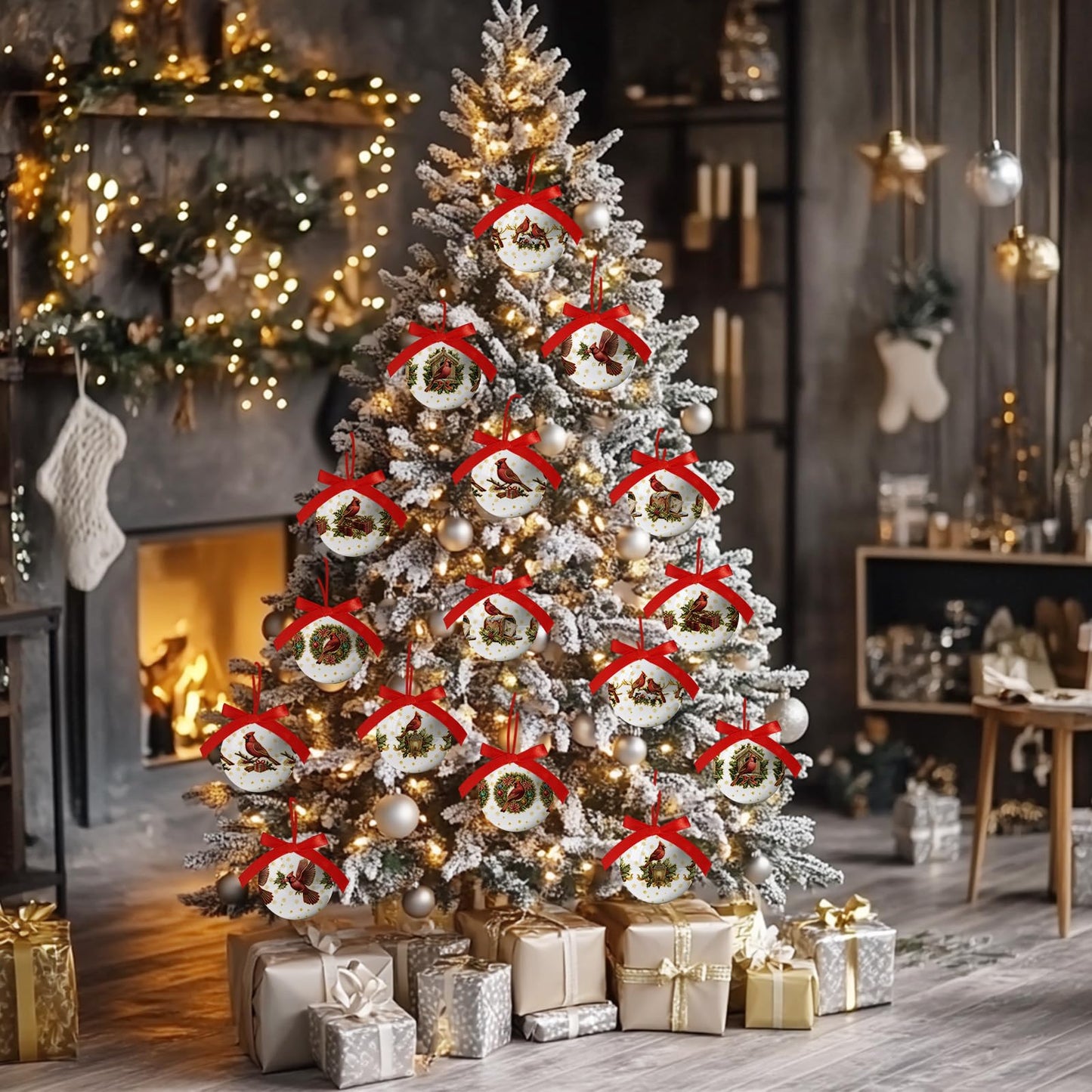 Christmas Decor - Cardinal Christmas Tree Decorations Religious Jesus Hanging Ornaments Balls, Cute Decorations Ball 2.36 Inch for Xmas Tree Party Home Holiday，Xmas Gifts Set of 16Pcs