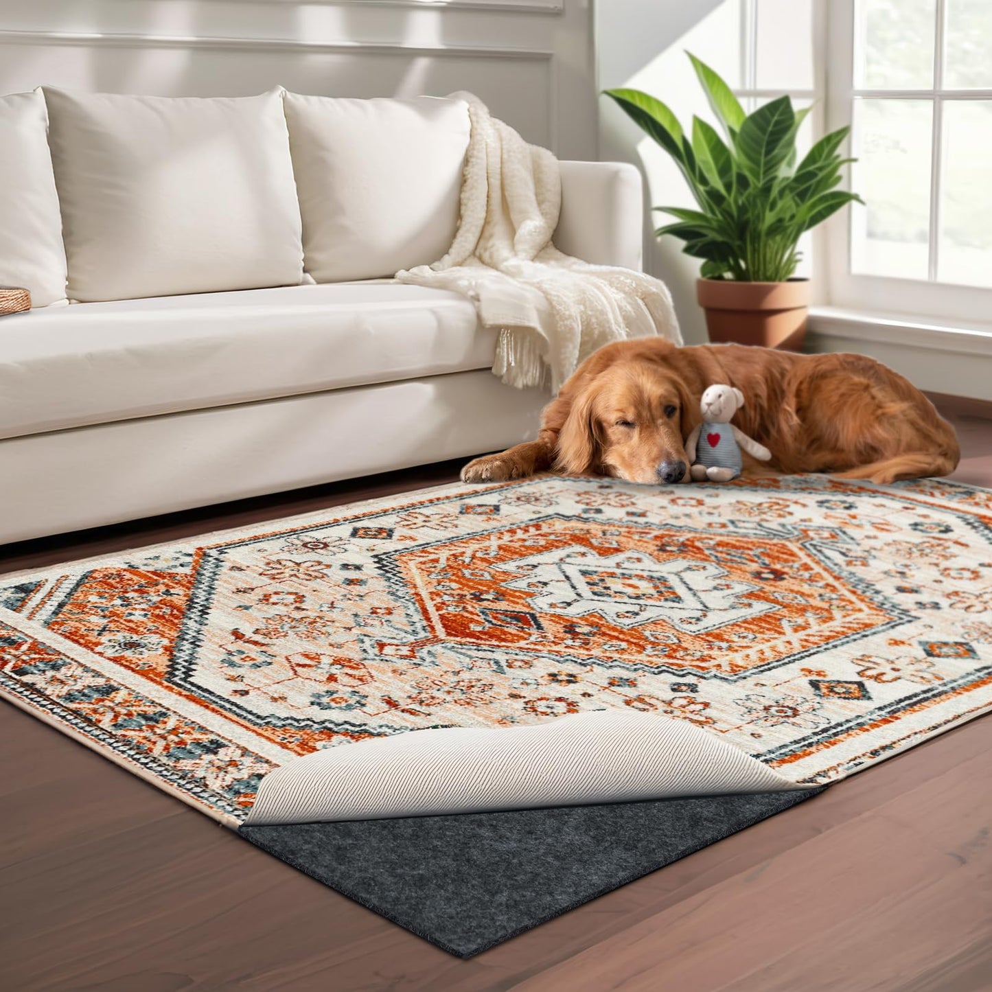 100% Waterproof Rug pad, 6x9 ft Area Rug Non-Slip Rug Pads, Carpet Pads for All Floors and finishes, Felt pad for Hardwood Floors, Keep Carpets in Place Soft and Secure
