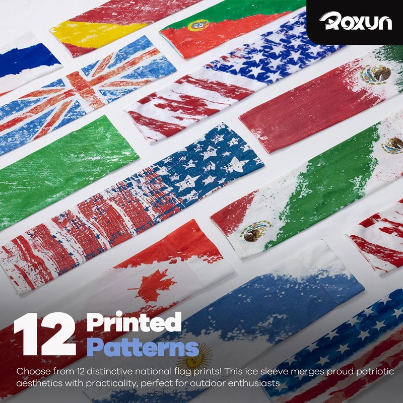 ROXUN 2 Pairs Flag Arm Sleeves Cooling UV Protection for Men Women Soccer Football Sports Canada Flag-2
