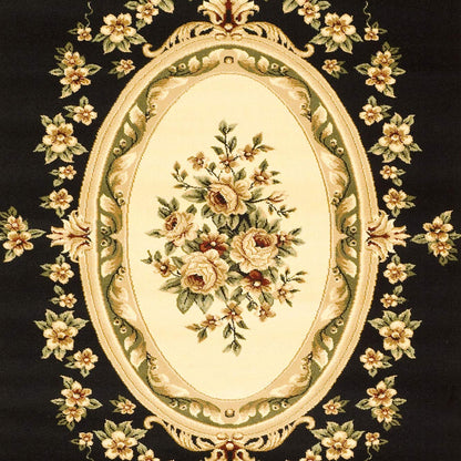 SAFAVIEH Lyndhurst Collection Area Rug - 8' x 11', Black & Ivory, Traditional European Medallion Design, Non-Shedding & Easy Care, Ideal for High Traffic Areas in Living Room, Bedroom (LNH218A)