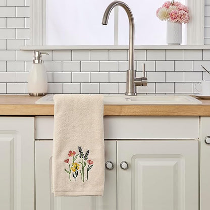 SKL Home Meadow Bouquet 100% Cotton Embroidered 2pc Hand Towel Set, Decorative