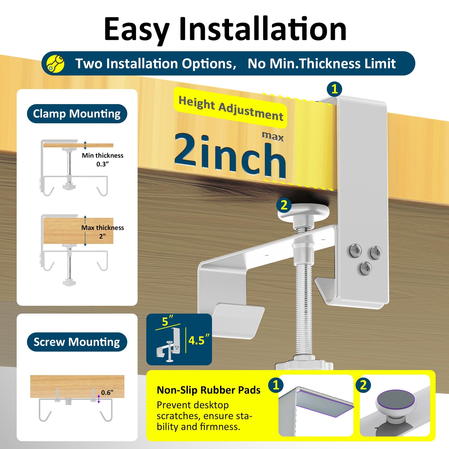 28" Small Under Desk Cable Management Tray No Drill, Compact Clamp On Cord Organizer for Dorm & Small Desk, Anti-Sag Oxford Fabric Wire Hider, Power Strip Holder (Beige, 28.6")