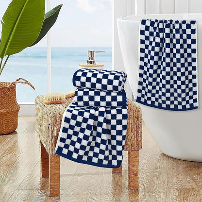 Jacquotha Navy Blue Hand Towels 4 Pack, Cotton Decorative Bathroom Hand Towels