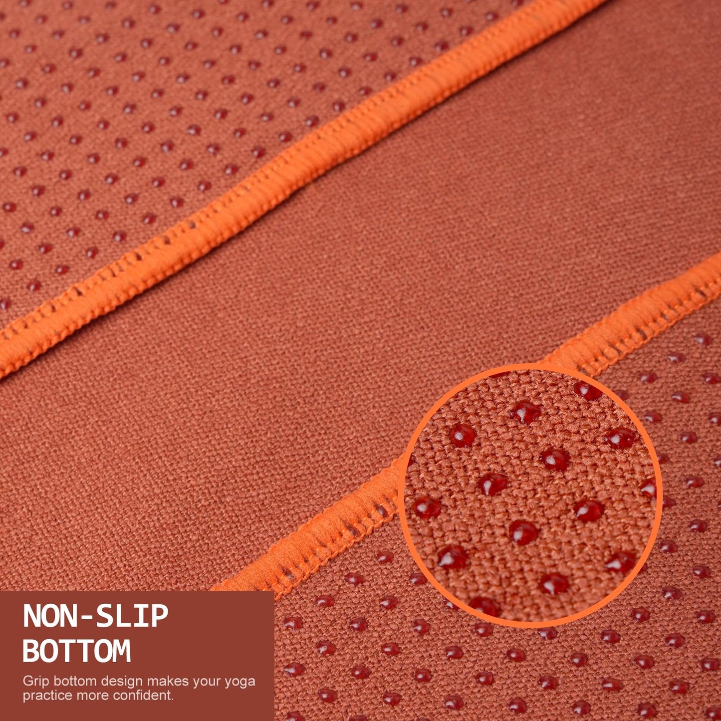 Eunzel Hot Yoga Towel - Microfiber Non Slip Yoga Mat Towel with Grip Dot Sweat Absorbent Towel for Hot Yoga, Pilates and Fitness 72" x 24", Dark Cyan/Orange