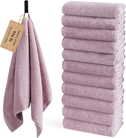 SEMAXE 12 Pack Hand Towels for Bathroom, 100% Cotton Towels