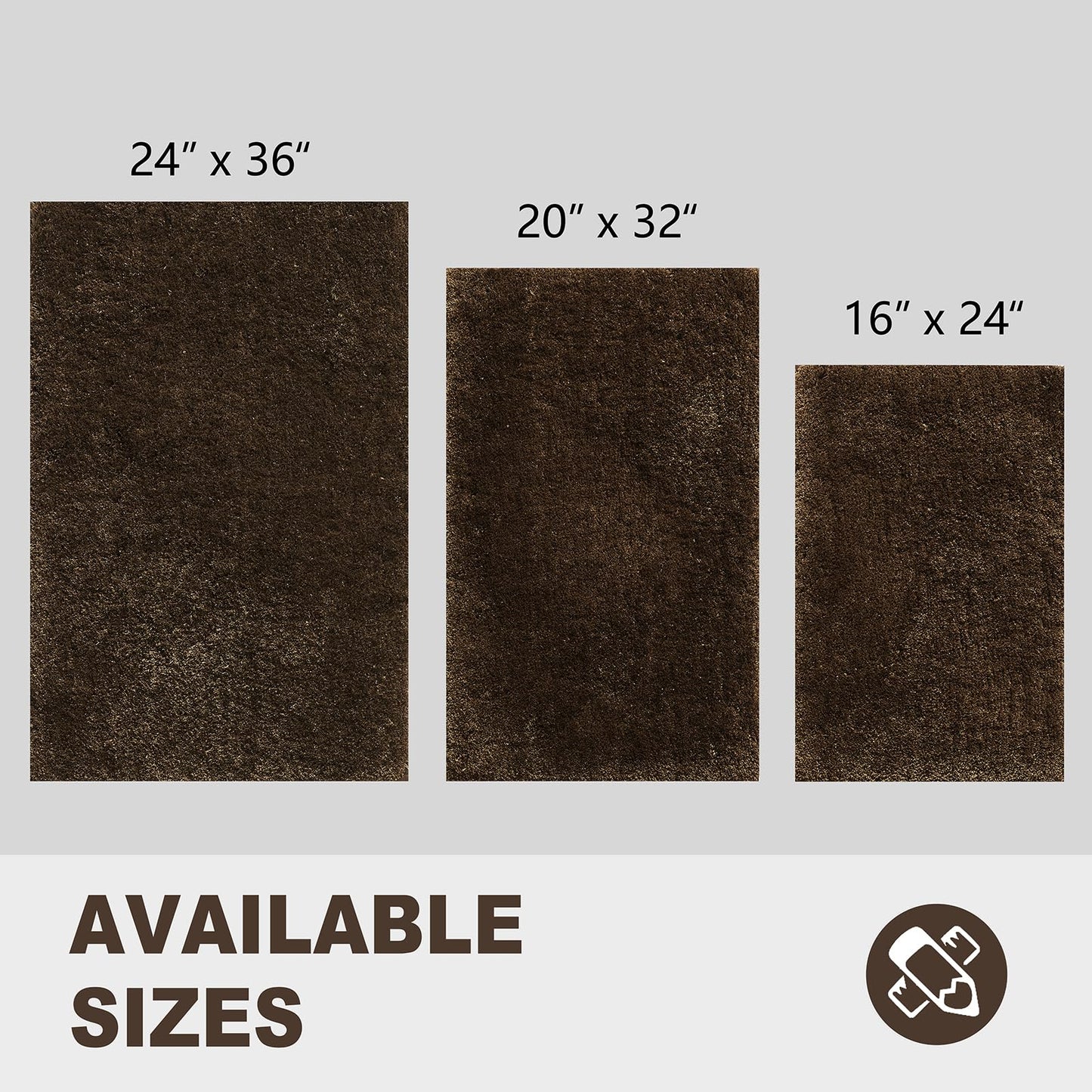 CozeCube Upgraded Shaggy Bath mat for Bathroom Non Slip 20" X 32", Super Soft Quick Dry Bath Rugs, Fluffy Plush Bathroom Rugs Machine Washable, Dark Brown