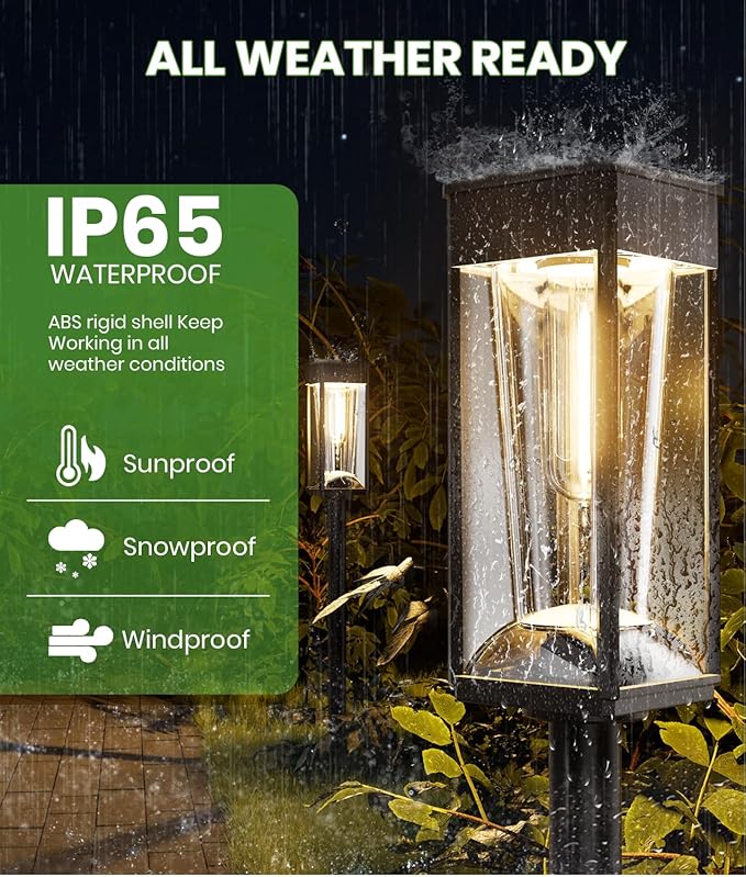Solar Lights Outdoor, 2-in-1 Warm&Cool, 2 Pack Bright Solar Pathway Lights Waterproof IP65, Long Lasting Solar Path Light for Yard, Patio, Lawn, Garden, Landscape Decoration Lighting