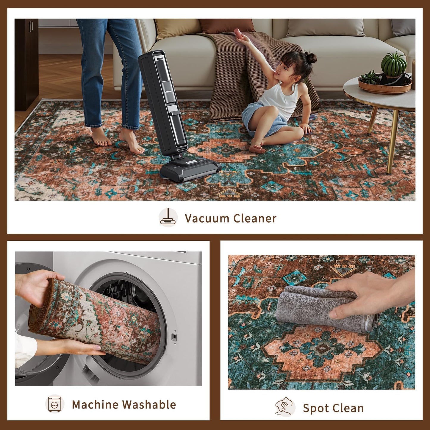 Ciicool Washable 2x3 Entry Rug, Small Rugs for Entryway Kitchen Bathroom Door Mat Indoor Entrance, Non Slip Rubber Backing, Stain & Fade Resistant,Oriental Low-Pile Throw Carpet